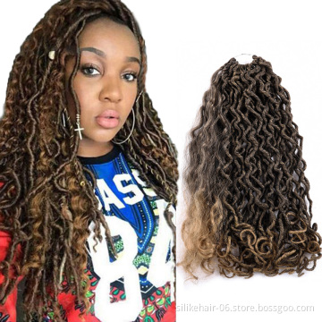 18inch Curly Ombre Red Brown Goddess Faux Locs Crochet Braiding Hair Fluffy Passion Twist Braids Synthetic Hair Extensions
